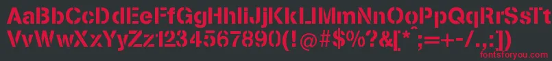 フォントStenciliaA – 黒い背景に赤い文字
