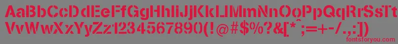 フォントStenciliaA – 赤い文字の灰色の背景