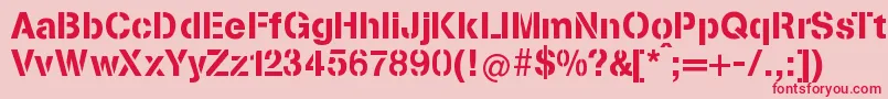 StenciliaA-Schriftart – Rote Schriften auf rosa Hintergrund