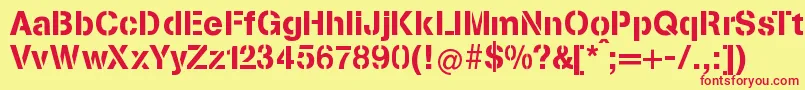 StenciliaA Font – Red Fonts on Yellow Background