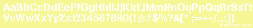 StenciliaA Font – White Fonts on Yellow Background