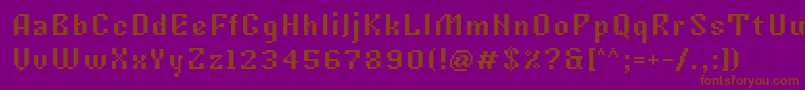 Tkachevica7px-fontti – ruskeat fontit violetilla taustalla
