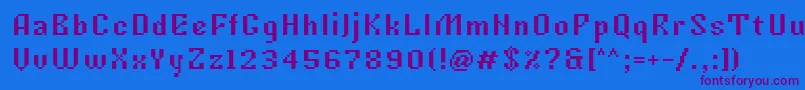 フォントTkachevica7px – 紫色のフォント、青い背景