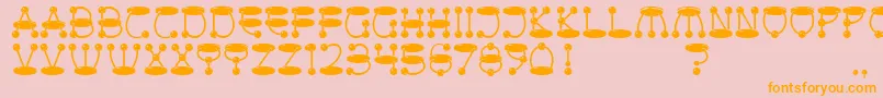 AtomicPicnic-Schriftart – Orangefarbene Schriften auf rosa Hintergrund