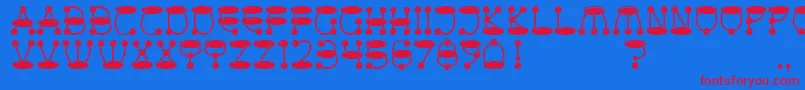 AtomicPicnic Font – Red Fonts on Blue Background