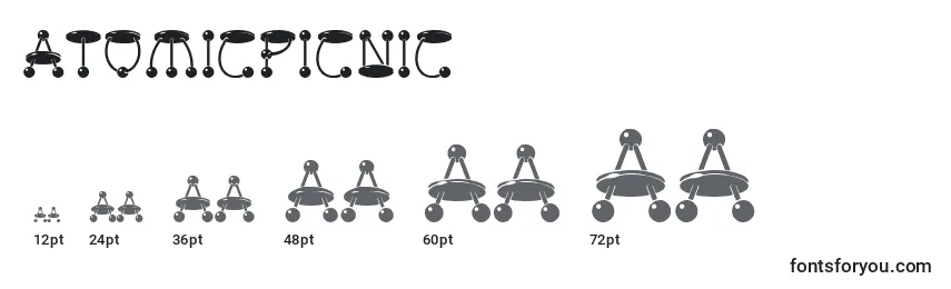 Размеры шрифта AtomicPicnic