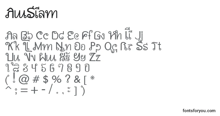 A fonte AwSiam – alfabeto, números, caracteres especiais