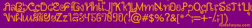 AwSiam-Schriftart – Orangefarbene Schriften auf violettem Hintergrund