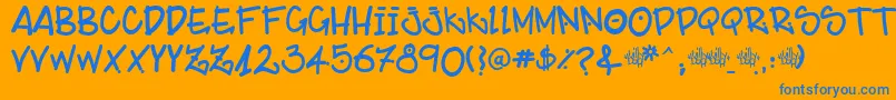 BillybopMajtaag Font – Blue Fonts on Orange Background