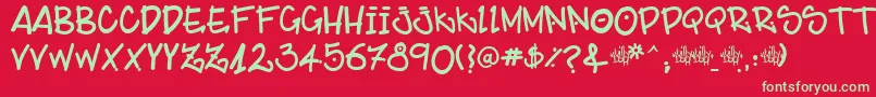 フォントBillybopMajtaag – 赤い背景に緑の文字