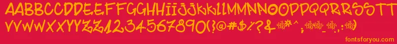 BillybopMajtaag Font – Orange Fonts on Red Background