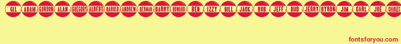 BigNameButtonsJl Font – Red Fonts on Yellow Background