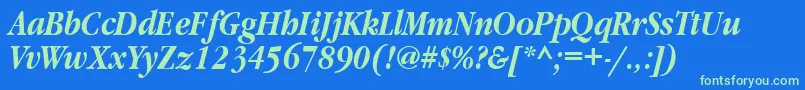 GaramondnarrowgttBolditalic Font – Green Fonts on Blue Background