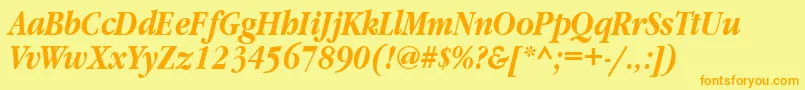 GaramondnarrowgttBolditalic Font – Orange Fonts on Yellow Background
