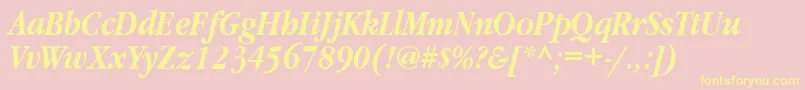 GaramondnarrowgttBolditalic-Schriftart – Gelbe Schriften auf rosa Hintergrund