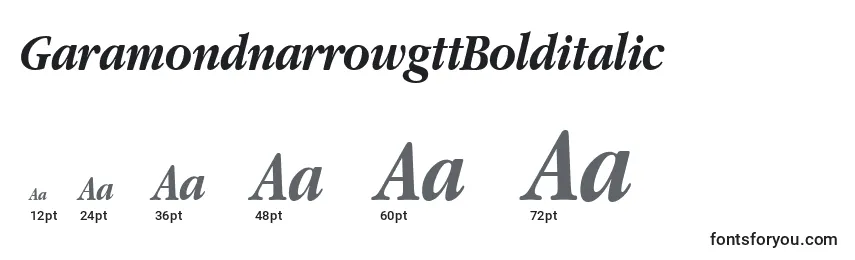 GaramondnarrowgttBolditalic Font Sizes
