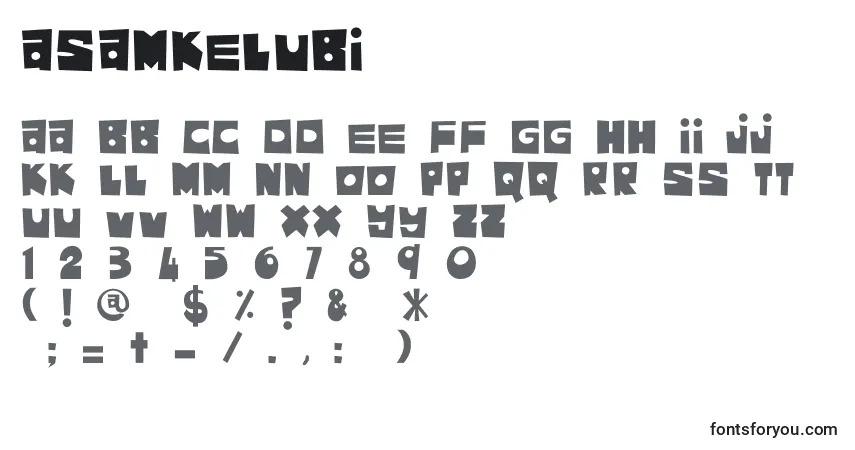 Schriftart AsamKelubi – Alphabet, Zahlen, spezielle Symbole
