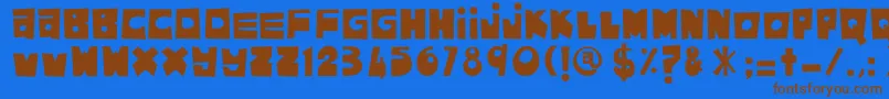 フォントAsamKelubi – 茶色の文字が青い背景にあります。