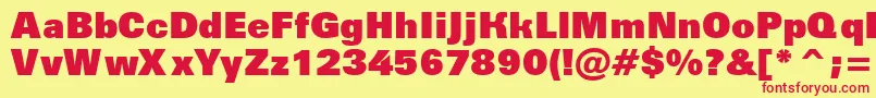 フォントAGroticextrablack – 赤い文字の黄色い背景
