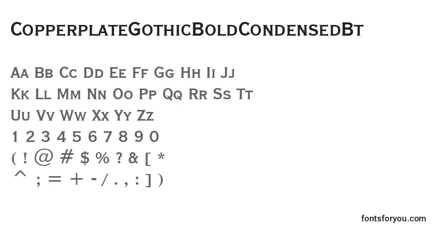 A fonte CopperplateGothicBoldCondensedBt – alfabeto, números, caracteres especiais