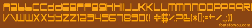 Weitere Informationen zur Trapperjohn-Schriftart Trapperjohn-Schriftart – Orangefarbene Schriften auf braunem Hintergrund