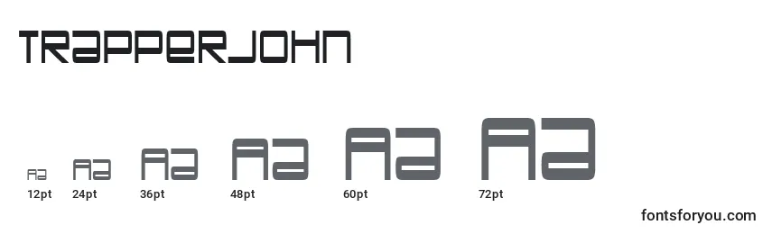 Trapperjohn Font Sizes