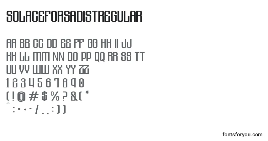 A fonte SolaceforsadistRegular – alfabeto, números, caracteres especiais