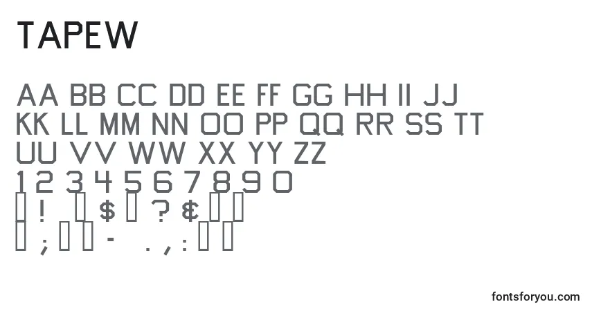 Schriftart Tapew – Alphabet, Zahlen, spezielle Symbole