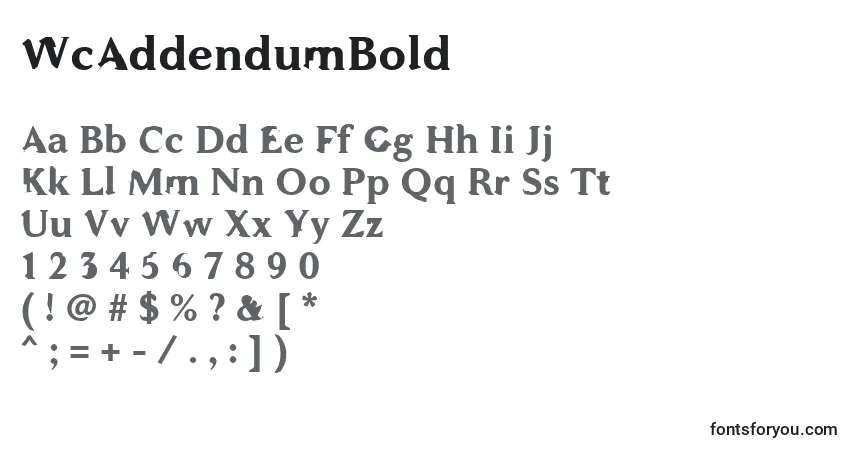 A fonte WcAddendumBold – alfabeto, números, caracteres especiais