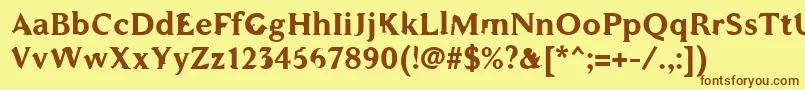 フォントWcAddendumBold – 茶色の文字が黄色の背景にあります。