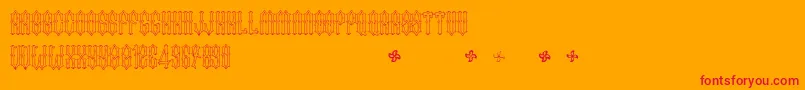 フォントTwoFingersKing – オレンジの背景に赤い文字