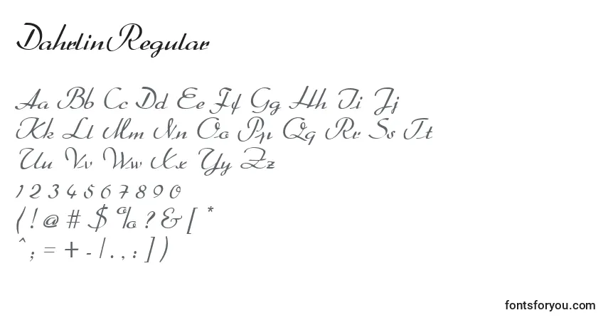 Czcionka DahrlinRegular – alfabet, cyfry, specjalne znaki