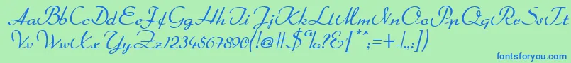 Fonte DahrlinRegular – fontes azuis em um fundo verde