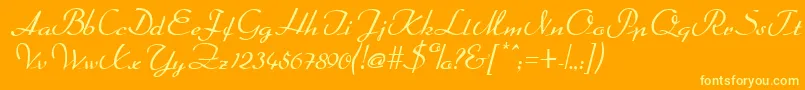 DahrlinRegular-Schriftart – Gelbe Schriften auf orangefarbenem Hintergrund