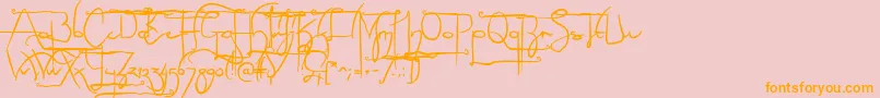 SculptorsHandAlternatives-Schriftart – Orangefarbene Schriften auf rosa Hintergrund