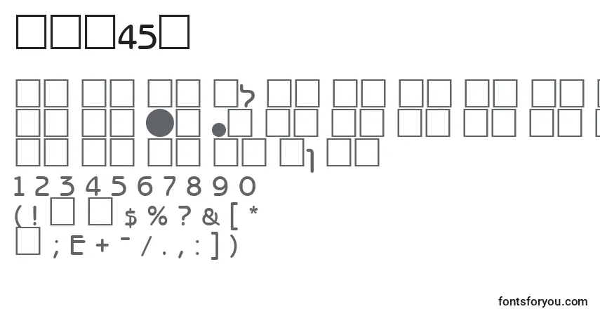 Шрифт Bnz45C – алфавит, цифры, специальные символы
