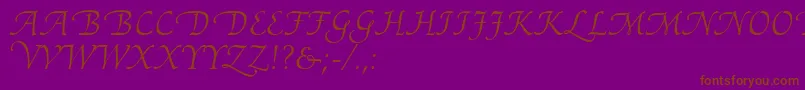 Weitere Informationen zur AriadneRoman-Schriftart AriadneRoman-Schriftart – Braune Schriften auf violettem Hintergrund