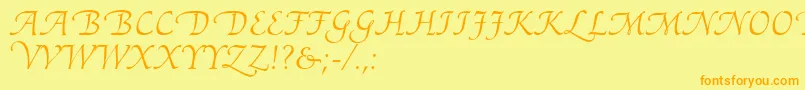 フォントAriadneRoman – オレンジの文字が黄色の背景にあります。