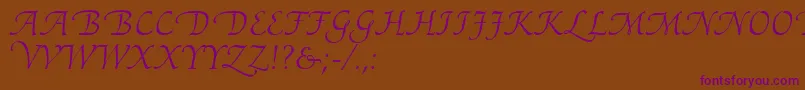 AriadneRoman-Schriftart – Violette Schriften auf braunem Hintergrund