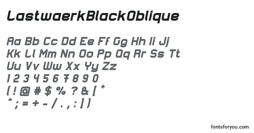 A fonte LastwaerkBlackOblique – alfabeto, números, caracteres especiais