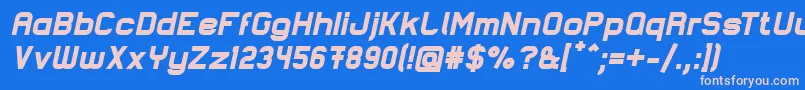 LastwaerkBlackOblique-fontti – vaaleanpunaiset fontit sinisellä taustalla