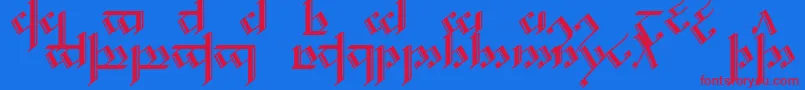 TengwarNoldor2-Schriftart – Rote Schriften auf blauem Hintergrund