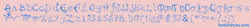 Evernight-Schriftart – Blaue Schriften auf rosa Hintergrund