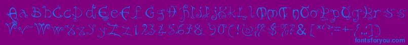 フォントEvernight – 紫色の背景に青い文字