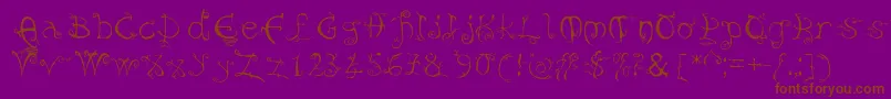 フォントEvernight – 紫色の背景に茶色のフォント