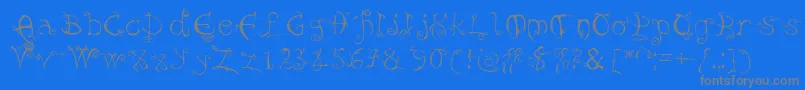 フォントEvernight – 青い背景に灰色の文字