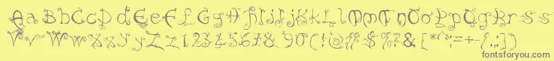Evernight-fontti – harmaat kirjasimet keltaisella taustalla