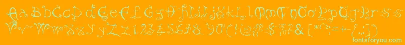 Evernight Font – Green Fonts on Orange Background