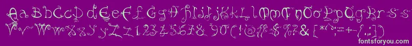 フォントEvernight – 紫の背景に緑のフォント