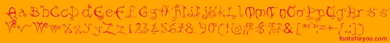 フォントEvernight – オレンジの背景に赤い文字